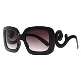 MLC Eyewear ® Fashion Square Sunglasses w/ Baroque Swirl Arms Black Traveler's Edition