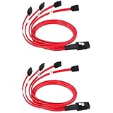LiNKFOR 2 Pack 1.6ft Mini SAS to 4 SATA Cable sas breakout cable Mini SAS Male SFF-8087 to 4 SATA female Cable Multi-Lane Mini SAS Host Internal Cable to target HDD Hard Drive Splitter Cable