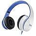 Sentey Flow LS-4221 Foldable Headphone with Detachable 3.5mm Audio Cable and in-line Microphone, White/Blue