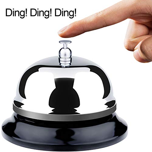 Big Call Bells 3.88 Inch Diameter, Desk Bell with Metal Anti-Rust Construction, Service Bell for Desk, Hotels, Schools, Restaurants, Classroom Bell for Teachers, Sliver