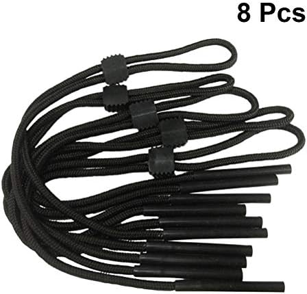 VORCOOL 8pcs Eyeglasses Holder Strap Silicone Eyeglasses String Chain Necklace Eyeglass Lanyard Cord Eyeglass Retainer for Men Women Kids (Black)