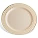 DELUXE PLASTIC PARTY DISPOSABLE PLATES | 10.25 Inch Hard Wedding Dinner Plates | Ivory with Gold Rim, 20 Pack | Elegant & Fancy Heavy Duty Party Supplies Plates for all Holidays & Occasions