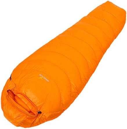 WINGACE Down Sleeping Bag for Backpacking, Ultralight Mummy 2000G Duck Down Filling with Lightweight Compression Sack (Orange, Large)