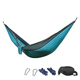 Camping Hammock - 210T Parachute Nylon Portable Heavy-Duty 3D Eye Mask( 275x140 cm, Sky Blue/Gray)