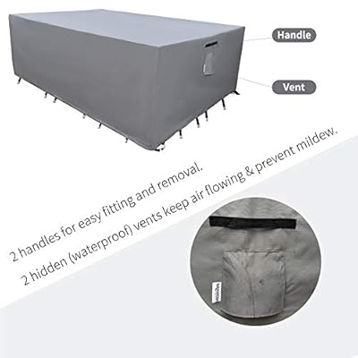 SERHOM Patio Furniture Covers, Waterproof Anti-UV 600D Heavy Duty Durable Table Cover for Outdoor Dining Table, Grey… 4118jEZsSGL