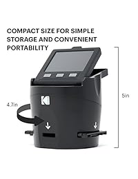 Escáner digital Kodak Scanza de películas y diapositivas. Convierte negativos de película 1.38", 126, 110, Super 8 y 0.31". y diapositivas en JPEG. Incluye pantalla inclinada de LCD de 3.5 pulgadas, insertos para cargar fácil la película, adapta