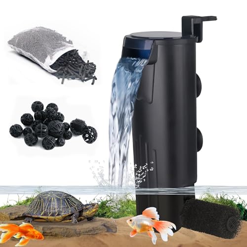 SUSOO 5W Silent Aquarium Filter with 400L/H Flow Rate, High-Low Water Level Submersible Pump System for Fish,Turtle and Reptile Tank,Small Filtration Waterfall Filter for Aquatic Tanks Accessories