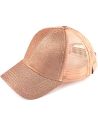 C.C Hatsandscarf Kids Ponytail caps Messy Buns Trucker Plain Baseball Cap (BT-6-KIDS) (Rose Gold)