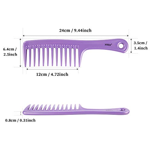 XNICX Purple Wide Tooth Comb Detangling Hair Brush Paddle Hair Comb