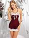 Avidlove Langery for Women Lace Babydll Mesh Chemise Sexy Nightwear(Dark Red M)