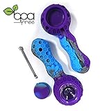 Lionsee Honeycomb Style Silicone Straw Pipe Cleaner Unbreakable with Free Glass Decor Bowl Inside and Back Lid - 1 Piece (Purple/Blue/Gray)