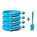 Silicone Egg Rings by Ozetti – Make Perfectly Round Fry Eggs or Pancakes - Professional Non-Stick BPA-Free Silicone- Includes FREE Spatula and Recipes - BLUE (4 - PACK)