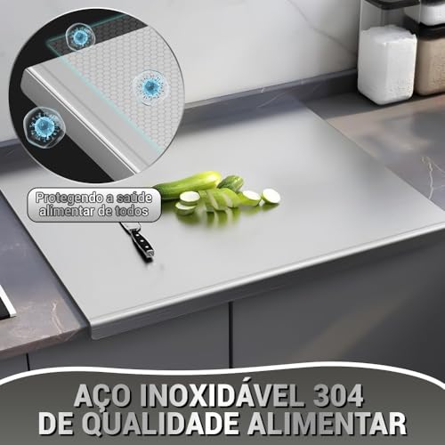 Tabua de Corte Aço Inox 304, Tábua de Corte Profissional em Aço Inoxidável 304, 60CM*40CM*1.5MM, Tábua de Pastelaria de Cozinha