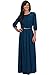 KOH KOH Womens Long 3/4 Sleeve Pleated Vintage Solid Fall Winter Maxi Dress