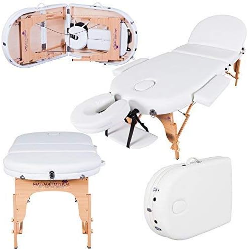 Massage Imperial® Monarch Ivory White 3-Section Portable Massage Table 7cm/3" High Density Foam