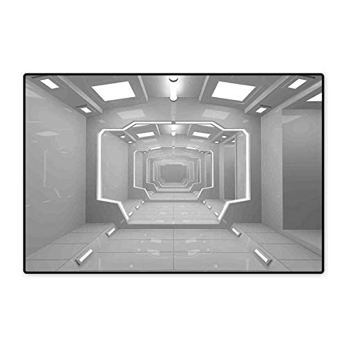 Outer Space Bath Mats for Floors Supernatural Science Based Travel Journey to Planet Solar System Exploration Image Customize Door mats for Home Mat 24"x36" Gray