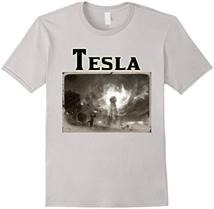 Nikola Tesla Shirt - Wardenclyffe T-shirt, Art - Male Large - Silver
