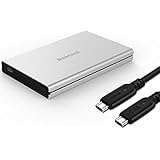 Nekteck Aluminum SATA to USB C Hard Disk Enclosure(Gen 1) HDD/SSD Adapter Case with USB Type C to C Gen 2 Cable Tool Free Hard Drive Enclosure - Silver 2.5 Inch