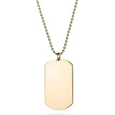 EVE'S ADDICTION Men's Custom Engraved Gold Tone 2 Inch Dog Tag Pendant Necklace (18", 20" 24" or 30" chain) - Personalized Dog Tag Necklace for Him - Gifts for Men - Gifts for Dad