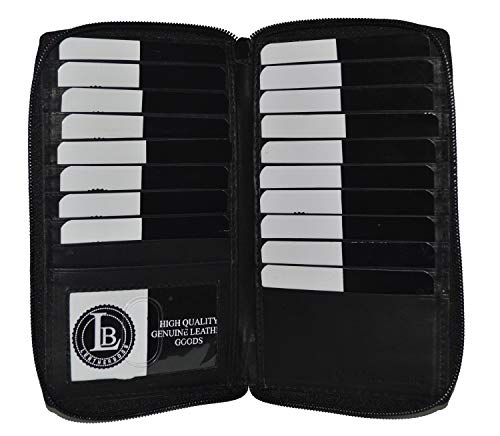Leatherboss Credit Card Holder Tall Wallet with All Around Zipper - Black 7