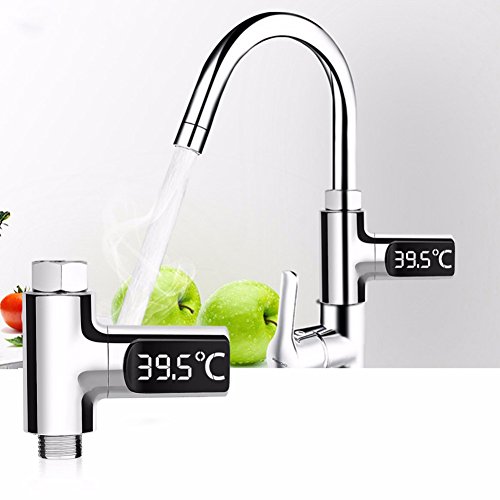 Shower Thermometer,yanQxIzbiu LED Home Water Shower Thermometer Flow Temperature Monitor for Baby Care - Silver