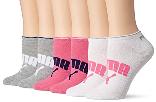 Puma Women's Athletic Low Cut Running Sock with Arch Support 6-Pack, Pink/White/Grey, 9-11