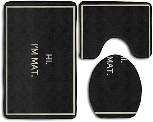 Jianyue Hi I'm Mat 3 Piece Bathroom Mats Set Bath Mat Bathroom Carpet Rugs Contour MatPedestal Rug + Lid Toilet Cover + Bath Mat Carpet for Washroom Non-Slip