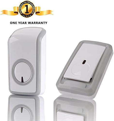 Wireless Doorbell Kits,Waterproof Plug-in Push Button Receiver&amp;1000-Feet Remote Operating Range Tansmitter with 48 Melodies Chimes,6 Volum Levels and LED Indicator,No Batteries Required for Receiver