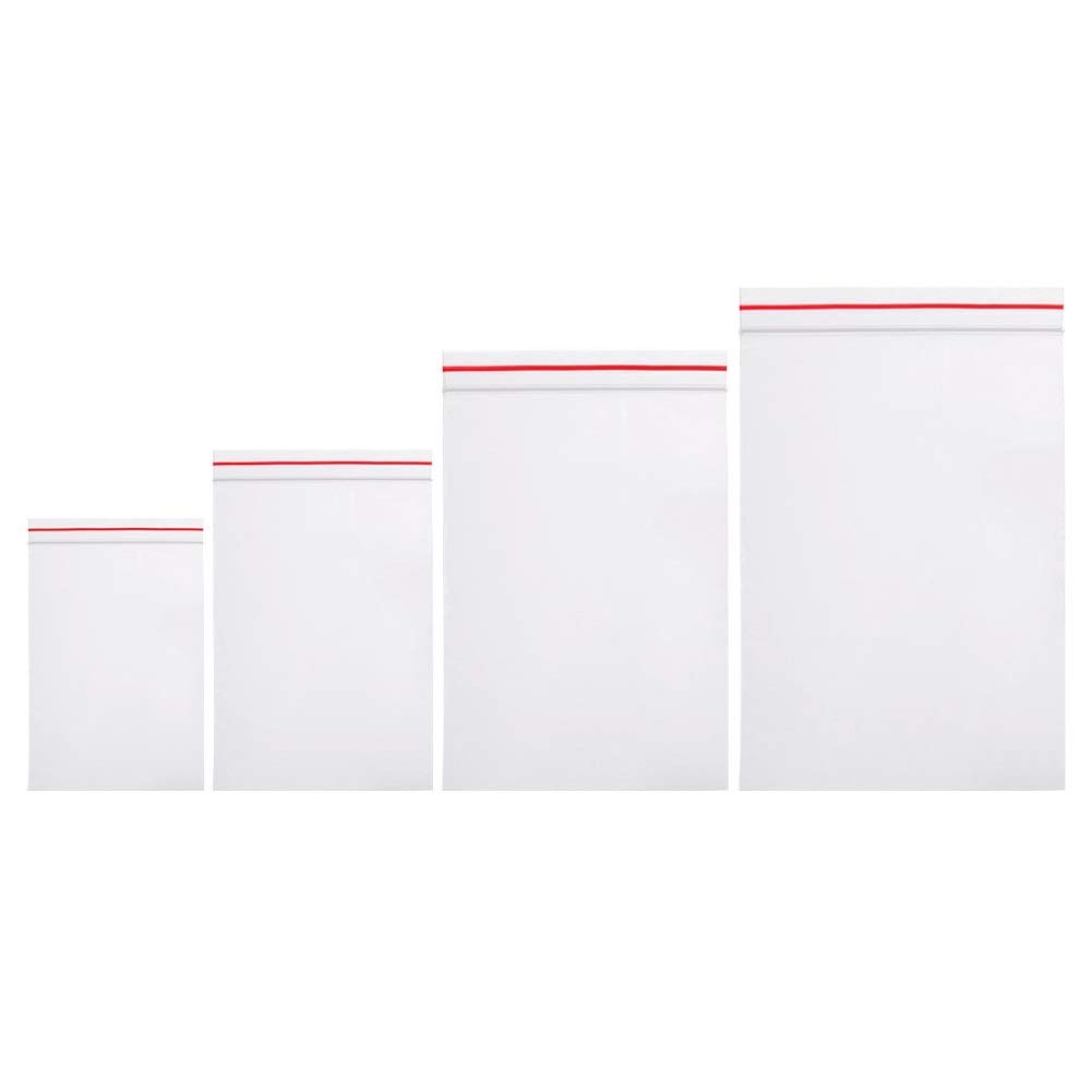 metagio 400 Pcs Grip Seal Bags Clear Plastic Bags, Resealable Poly Zip Lock Storage Pouch Bag for Kitchen Jewellery Craft Beads, 4 Sizes
