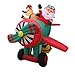 6 Foot Long Animated Christmas Inflatable Santa Claus and Reindeer on Airplane Yard Decoration Lights Decor Outdoor Indoor Holiday Decorations, Blow up Lighted Yard Decor, Lawn Inflatables Home