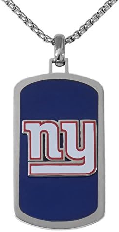 NFL New York Giants Men's Stainless Steel Dog Tag Logo Pendant, 22", Blue