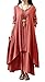 R.Vivimos Women Vintage Long Cotton Linen Loose Dress XL Red