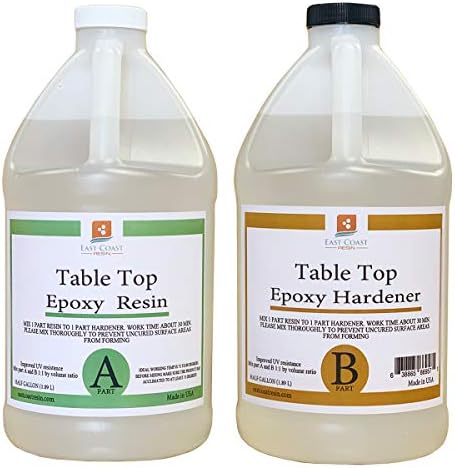 Table TOP EPOXY Resin Crystal Clear 1 Gallon Kit. for Super Gloss Coating