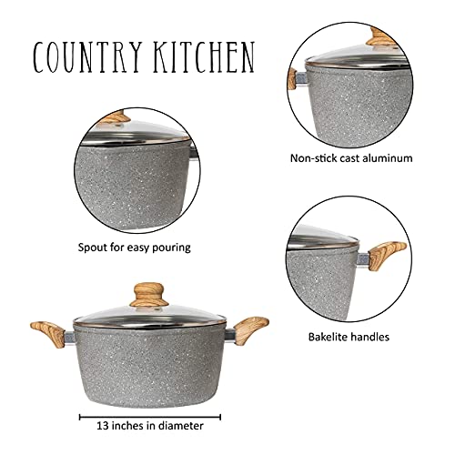 Country Kitchen Cookware Aluminum Dutch Oven, 10 Quart, Speckled
