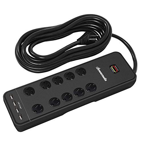 DEWENWILS 10Outlet Surge Protector Power Strip with 4 USB Ports, 15 FT