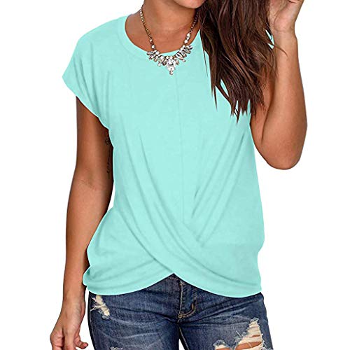Women's Sexy Tops 2019,Women's Summer Short Sleeve Round Neck Solid T-Shirt Top Casual Blouse Under 10 Dollars Mint Green