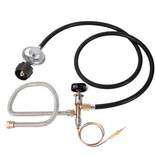 Propane Gas Fire Pit Kit, 5FT Propane Hose with Regulator, Grill Replacement
