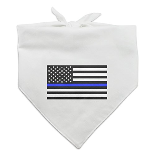 Graphics and More Thin Blue Line American Flag Dog Pet Bandana - White