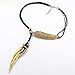 Usstore 1PC Women Pendant Fashion Bohemian Style Black Rope Chain Feather Pattern Necklace Partty Gift Alloy (Gold)
