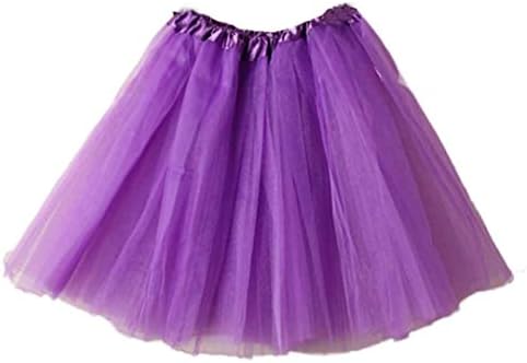 OUBAO Women Ballet Tutu Layered Organza Lace Mini Skirt (Purple)