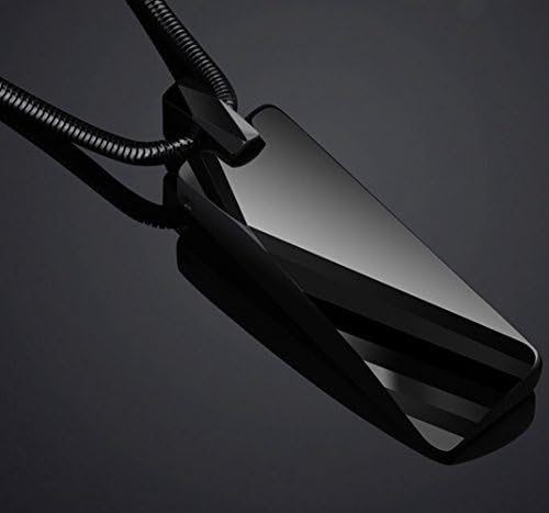 Men’s Tungsten Carbide Necklace High Polish Beveled Pendant Chain (Black)