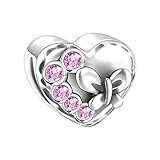 Soufeel Swarovski Crystal Present Shape in Heart Charm 925 Sterling Silver Fit European Bracelets