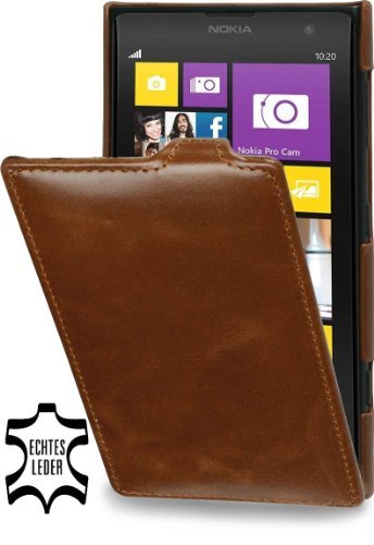 StilGut Exclusive UltraSlim Leather Case Compatible with Nokia Lumia 1020 Cognac