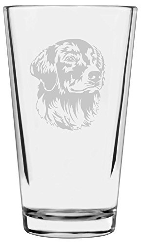 Golden Retriever Dog Themed Etched All Purpose 16oz Pint Glass