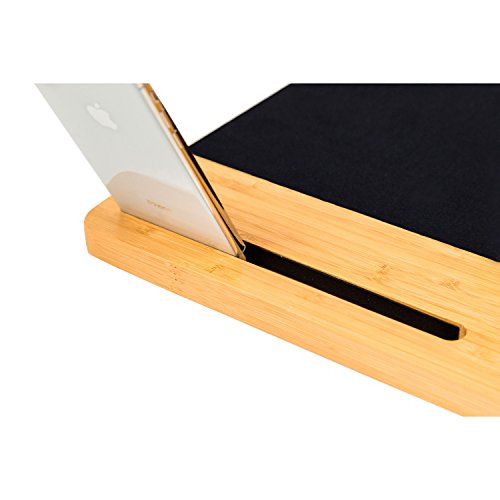 BOOKAHOLIC Lap Desk with BONUS Laptop Accessories Cotton Bag| Double-sided Enhanced Organic Bamboo Lap Tray with Built-in Fabric Covered Mouse Pad For 11",13",15" Laptops| Computer,Tablet, Phone Stand