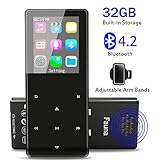 MP3 Player with Bluetooth 4.2, Fauna 32GB Portable Lossless Sound Metal Music Player with Internal Speaker, FM Radio Armband Pedometer Voice Recorder, Support up to 128GB