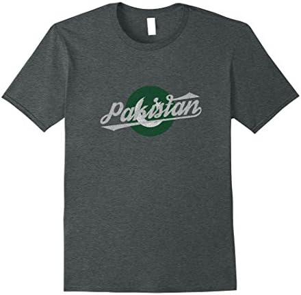 Men's Pakistan Flag Distressed Vintage Effect T-Shirt Large Dark Heather