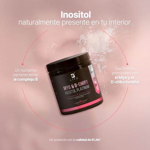 B Life Myo y D-Chiro Inositol | 65 Porciones | Mezcla de 40:1 | Myo & D-Chiro Inositol Platinum 266.5 Gramos.