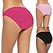 Ekouaer Bikini Panty Womens Seam Free String Microfiber Briefs 3 Pack Assorted Colors,3 Pack-black/Pink/Rose Red,Large