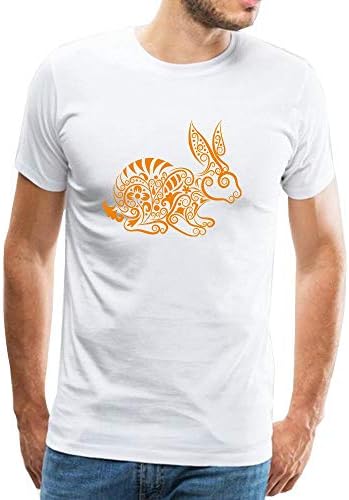 Men's Cotton Hoodie Rabbit Doodle Pattern Casual Hooded Sweatshirt